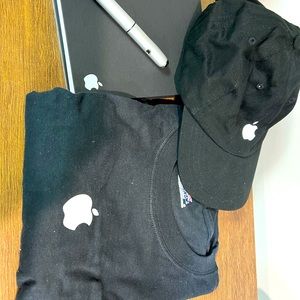 Apple T-shirt,  cap, notebook and pen